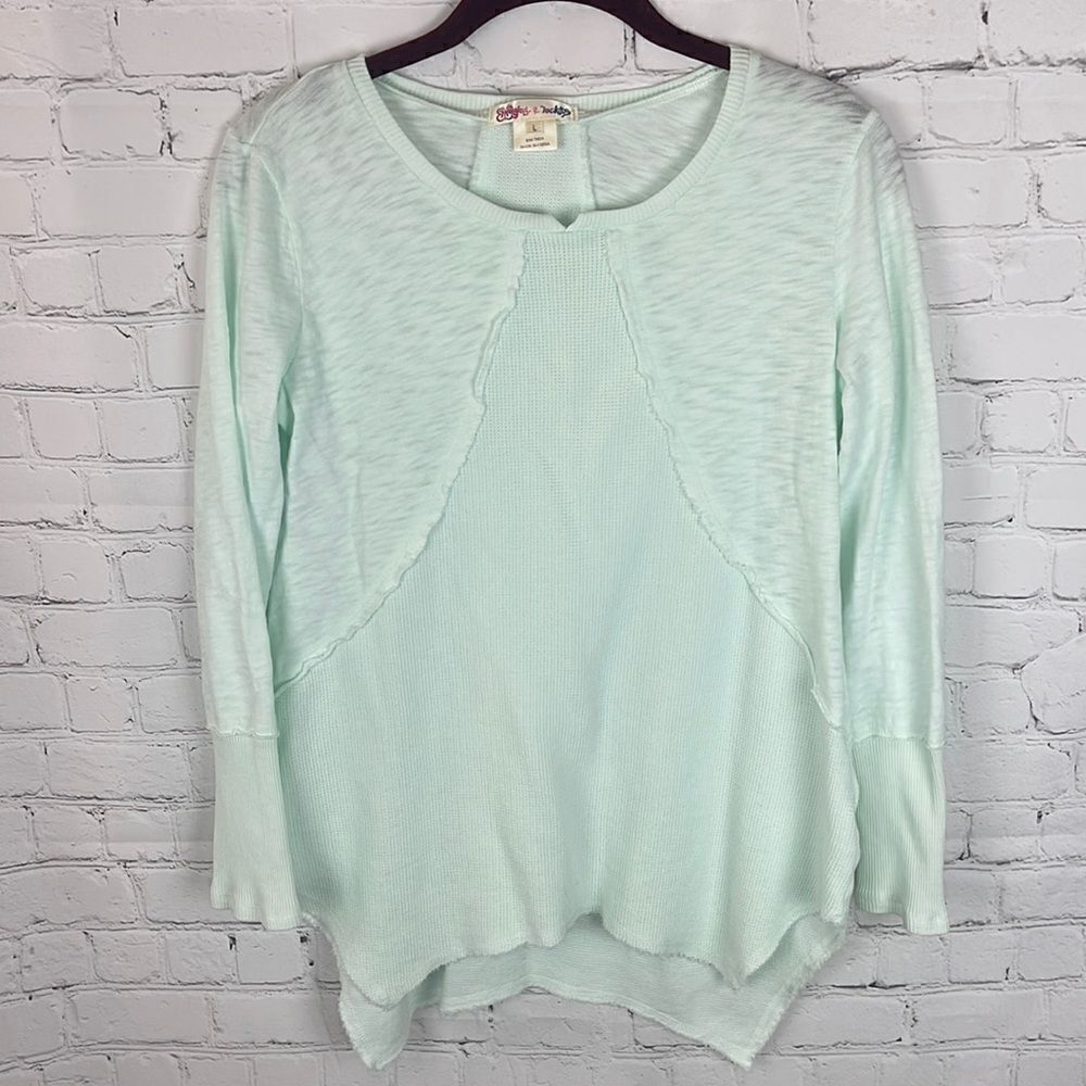 Ragdoll & Rockets Mint Long Sleeve Distressed Top Girls Size Large